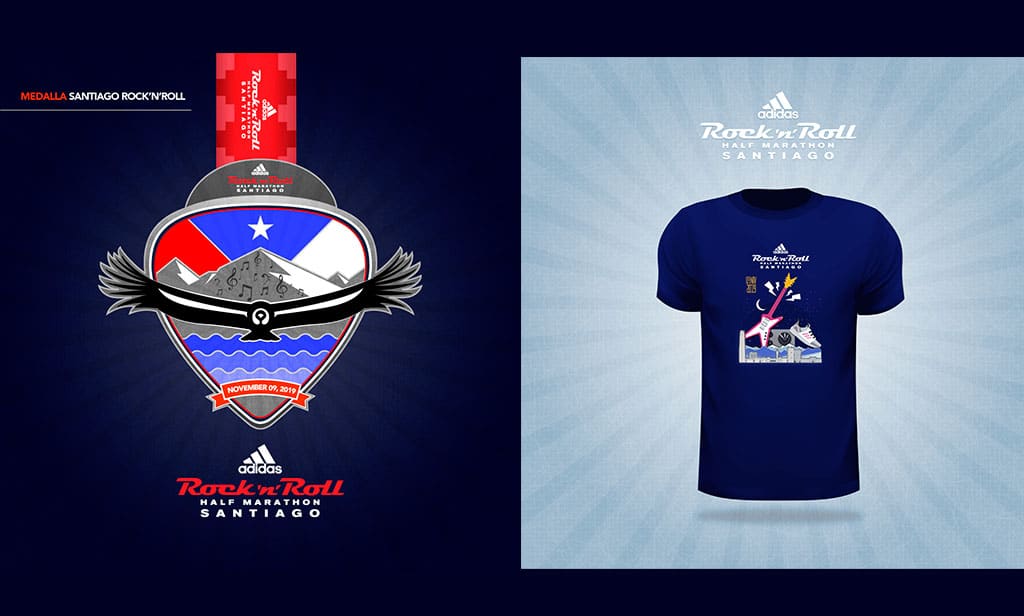 Medalla y polera de la adidas Rock’n’Roll Half Marathon 2019