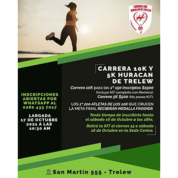 Carrera 10K y 5K Huracán de Trelew