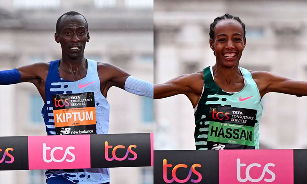 Kelvin Kiptum y Sifan Hassan ganadores del Maratón de Londres