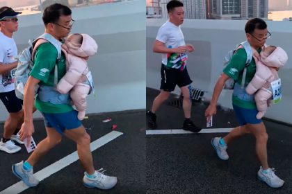 Corredor es descalificado por competir con bebé en brazos en Maratón de Hong Kong
