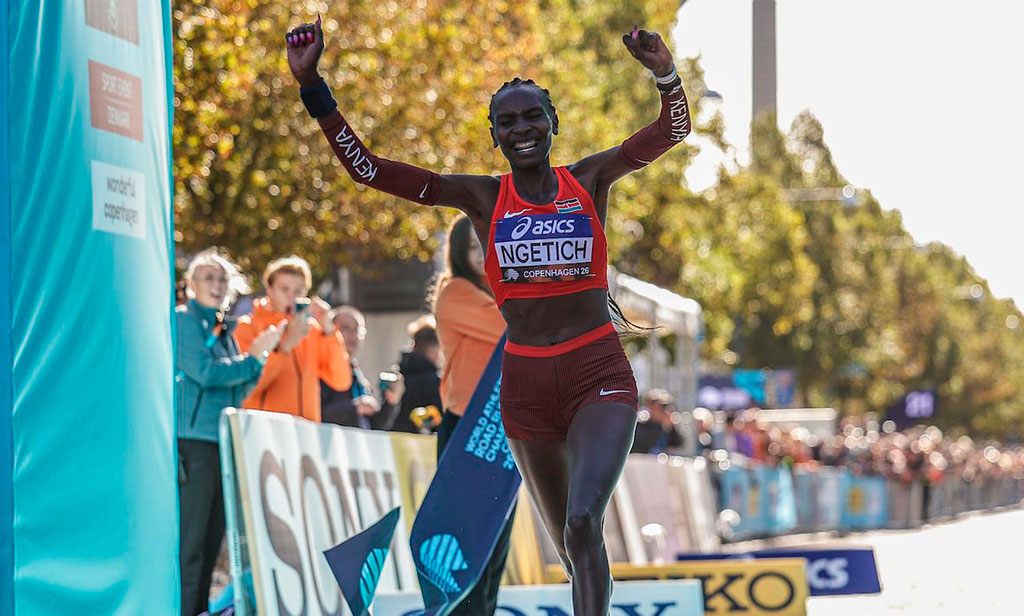 Agnes Ngetich en el Campeonato Mundial de Carreras de Ruta de Copenhague 2026